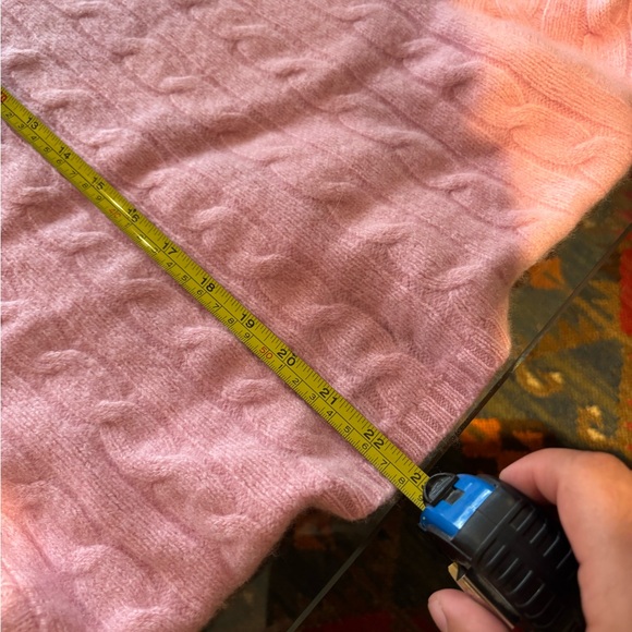 Cashmere Ralph Lauren Light Pink Cable Knit Crewneck Sweater - Picture 5 of 5